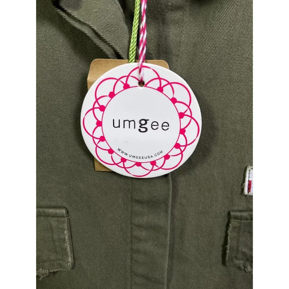 Umgee Women's Olive Green Army Military Button Up Frayed Hem Jacket, Size 2XLT - Picture 4 of 15